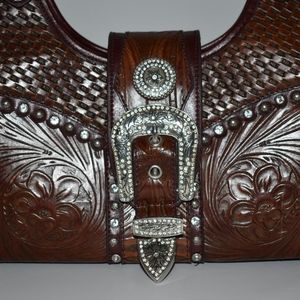 All leather western hand bag